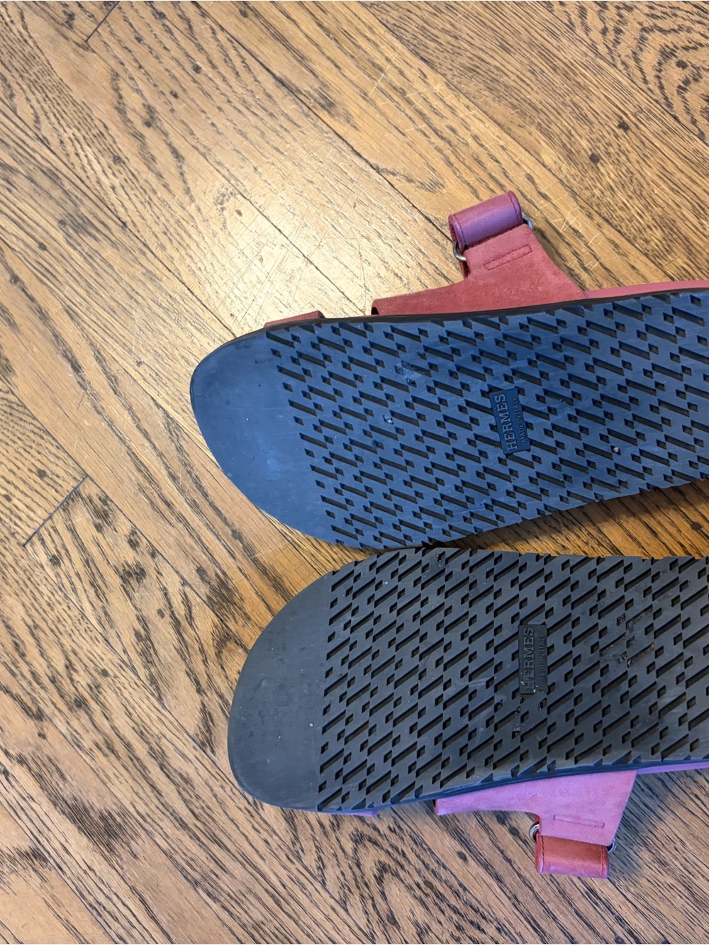 Hermes Pink Suede Oran Slide Sandals - Picture 3 of 4
